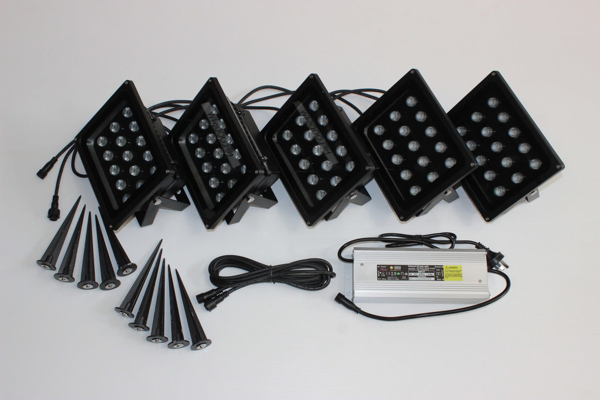 24v 7 Coloured 5 Flood Light Outdoor Commercial Kit