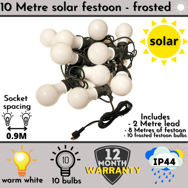 Solar festoon strand with frosted globes