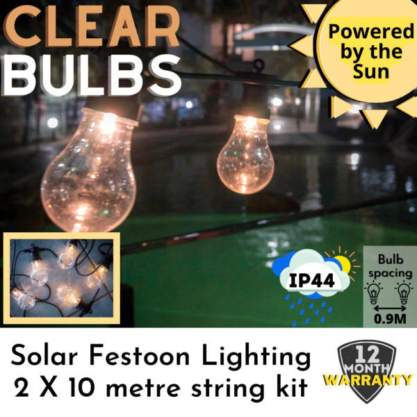 Solar festoon lighting set